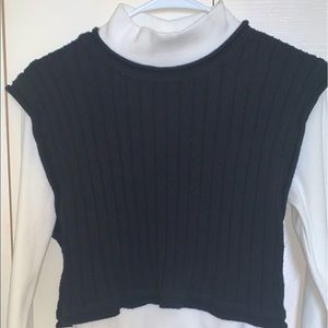 White turtleneck w/ black vest